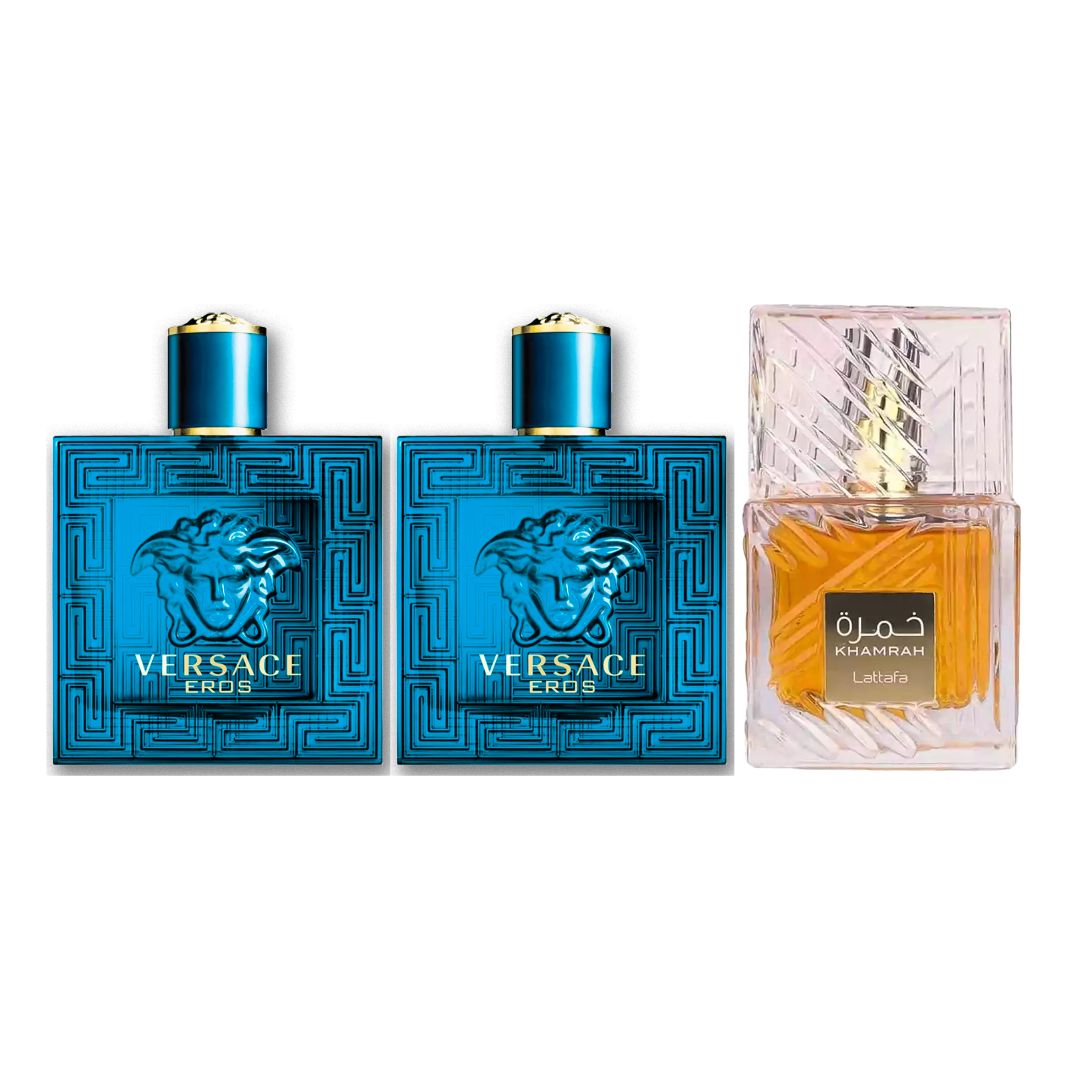 2 UNID VERSACE EROS + 1 KHAMRAH ESTUCHE